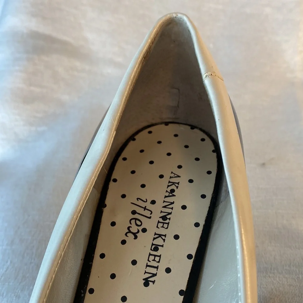 Anne Klein Black and White Patent Leather Pointed Toe Heels